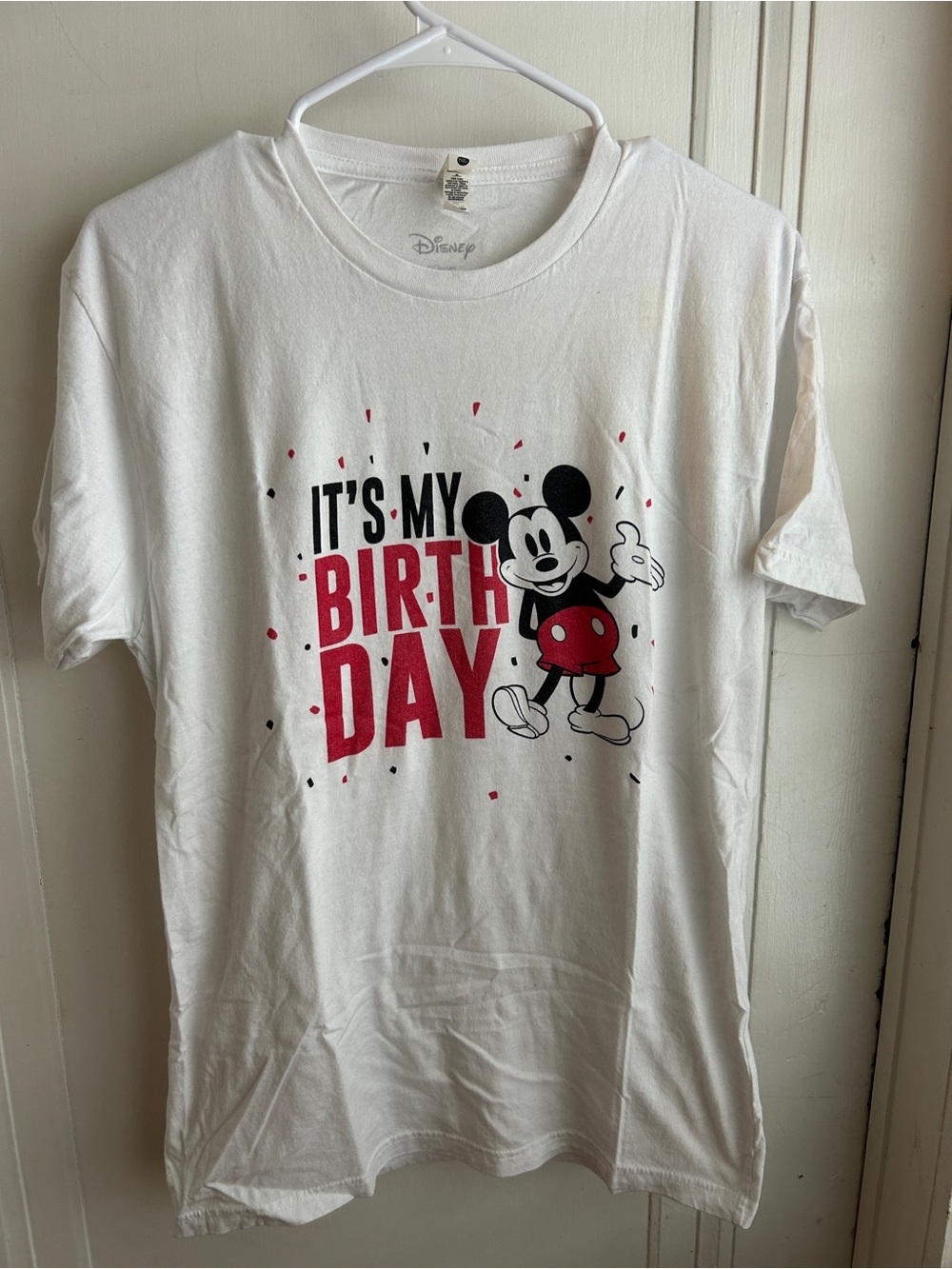 Disney White Short Sleeve Tee with Red & Black Mickey Graphic